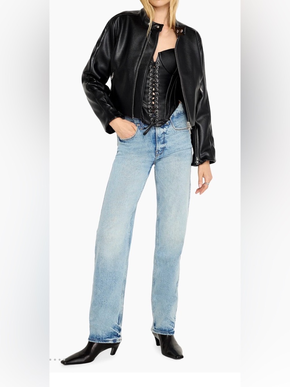 Good American Good Icon Straight Jeans High Rise Light Wash Size 10/30